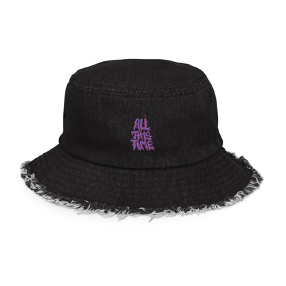 All This Time Distressed denim bucket hat