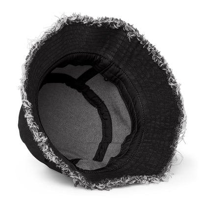 All This Time Distressed denim bucket hat