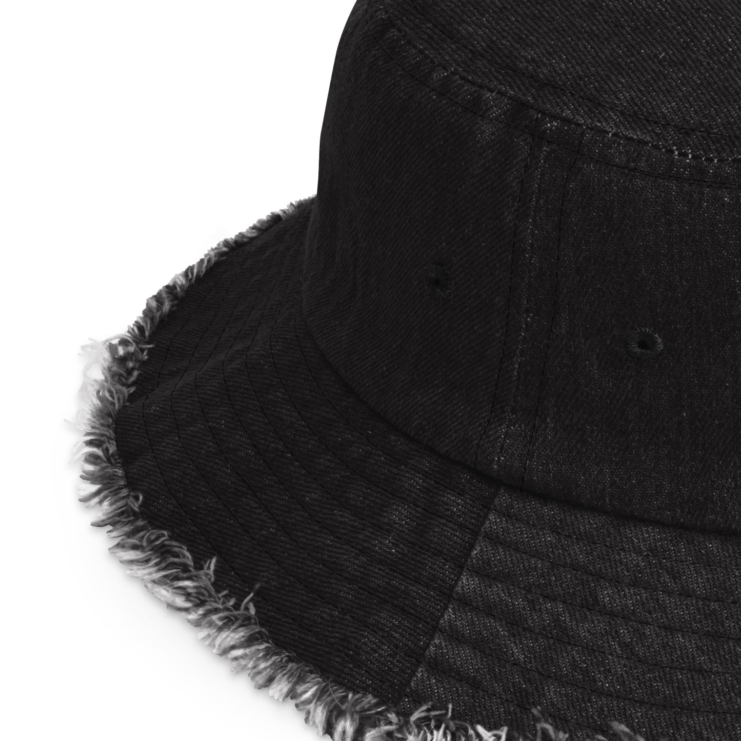 All This Time Distressed denim bucket hat
